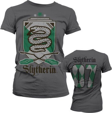 Harry Potter Slytherin 07 Girly Tee Damen T-Shirt Dark-Grey