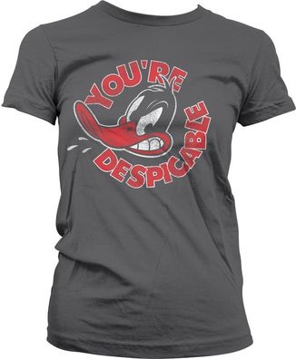 Looney Tunes Daffy Duck You're Despicable Girly Tee Damen T-Shirt Dark-Grey