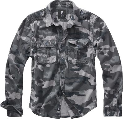 Brandit Hemd Vintage Shirt longsleeve in Grey Camo