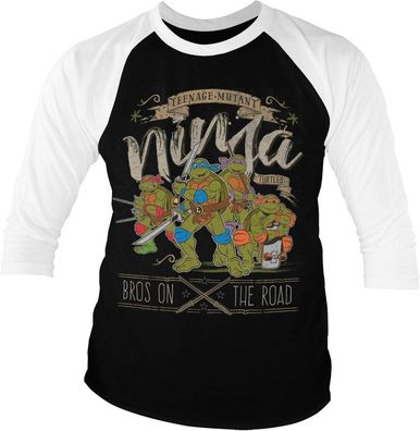 Teenage Mutant Ninja Turtles TMNT Bros On The Road Baseball 3/4 Sleeve Tee T-Shirt