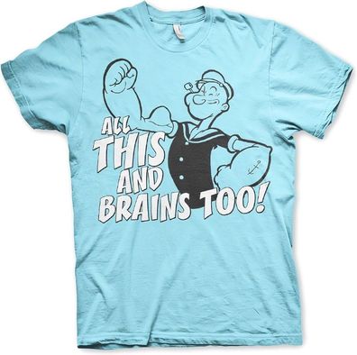 Popeye All This And Brains Too T-Shirt Skyblue