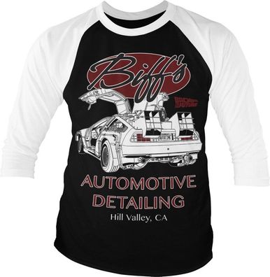 Back to the Future Biff's Automotive Detailing Baseball 3/4 Sleeve Tee T-Shir