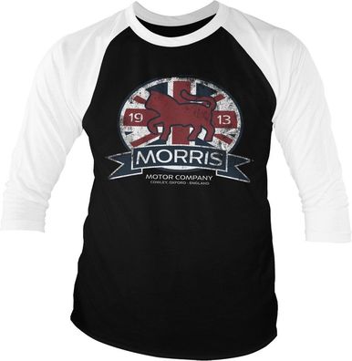 Morris Motor Co. England Baseball 3/4 Sleeve Tee T-Shirt White-Black