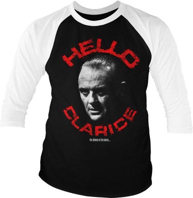 The Silence Of The Lambs Hello Clarice Baseball 3/4 Sleeve Tee T-Shirt White-Black