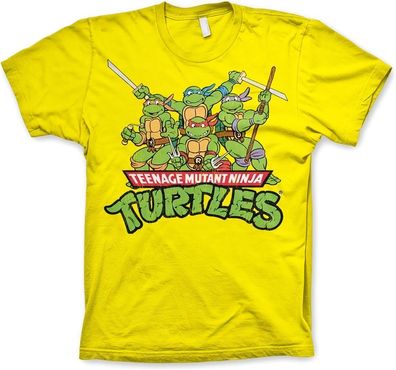 Teenage Mutant Ninja Turtles Turtles Distressed Group T-shirt Yellow