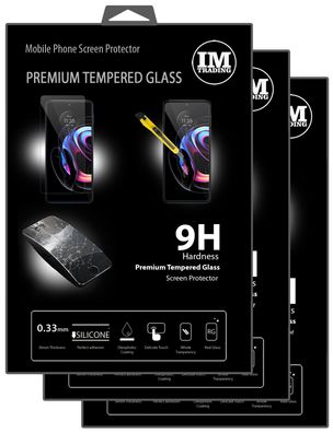 3X Panzer Schutz Glas 9H Tempered Glass Display Schutz Folie Display Glas Screen