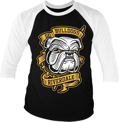 Riverdale Go Bulldogs Baseball 3/4 Sleeve Tee T-Shirt White-Black