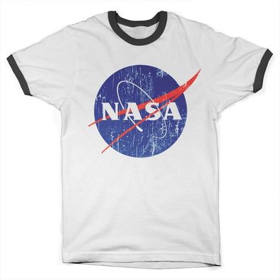 NASA Washed Insignia Ringer Tee T-Shirt White-Black