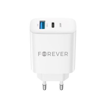 Forever TC-07-30AC PD QC Ladegerät 1x USB-C 1x USB 30W weiß