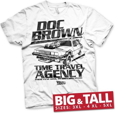 Back to the Future Doc Brown Time Travel Agency Big & Tall T-Shirt White