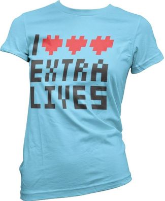 Hybris I Love Extra Lives Girly Tee Damen T-Shirt Skyblue