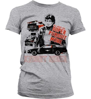 Knight Rider Super Pursuit Mode Girly Tee Damen T-Shirt Heather-Grey