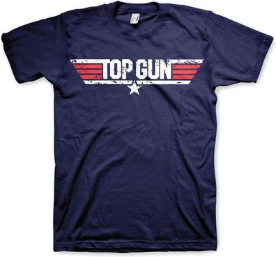 Top Gun Distressed Logo T-Shirt Navy