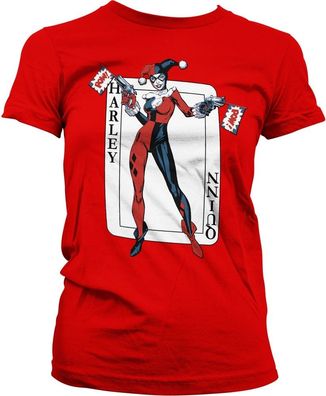 Harley Quinn Card Games Girly Tee Damen T-Shirt Red