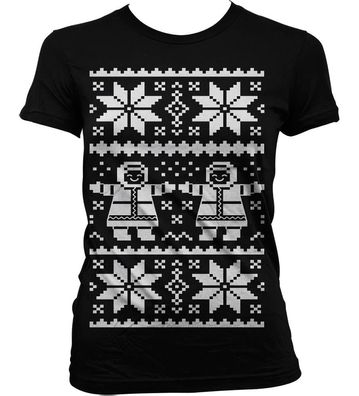 Hybris Retro X-Mas Knit Pattern Girly T-Shirt Damen Black