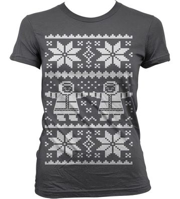 Hybris Retro X-Mas Knit Pattern Girly T-Shirt Damen Dark-Grey