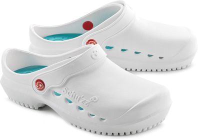 Schu'zz Schuzz Herren Clog Berufsschuhe PROTEC Homme uni Blanc & Bleu pé