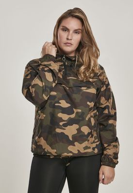 Urban Classics Damen Jacke Ladies Camo Pull Over Jacket Wood Camouflage