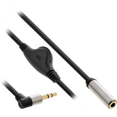InLine® Slim Audio Kabel Klinke 3,5mm ST gewinkelt / BU, mit Lautstärkeregler, 0,25m