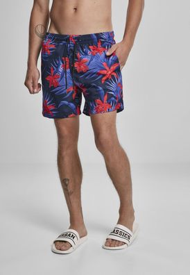 Urban Classics Badehose Pattern Swim Shorts Blue/Red