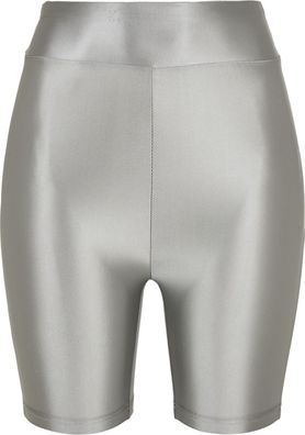 Urban Classics Damen Ladies Highwaist Shiny Metallic Cycle Shorts Darksilver