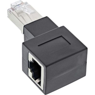 InLine® 69991C RJ45 Adapter Cat.6A, RJ45 Stecker / Buchse, 90° nach rechts gewinkelt