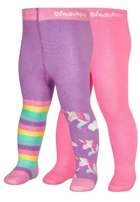 Playshoes Kinder Strumpfhose Einhorn (2er Set) Violett/Rosa