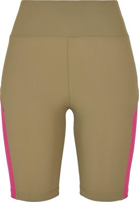 Urban Classics Damen Ladies Color Block Cycle Shorts Khaki/Brightviolet