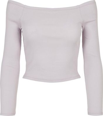 Urban Classics Damen Ladies Off Shoulder Rib Longsleeve Softlilac