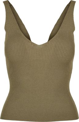 Urban Classics Damen Ladies Rib Knit Top Khaki