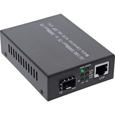 InLine® 66659C Netzwerk Media Konverter 10/100/1000Mb/s TP zu SFP LWL (für LC