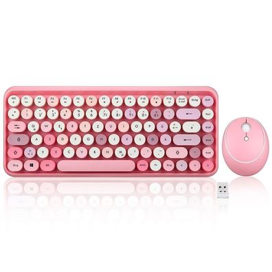 Perixx Periduo-713 Periduo-713 DE, Mini Tastatur und Maus Set, Retro Vintage Desig