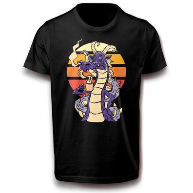 Drache trink Kaffee Mischwesen Fabelwesen Reptil Humor Fun T-Shirt Baumwolle Getränk