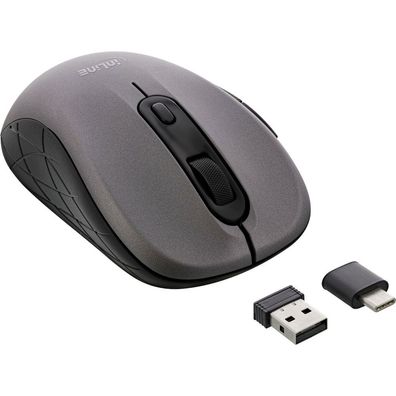 InLine® 55363 Maus 3-in-1, Bluetooth + 2x 2.4GHz Funk, 5 Tasten, optisch, grau/sch