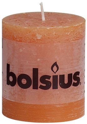 bolsius 103868020337 Stumpenkerze Rustik - orange, 80 x 68 mm