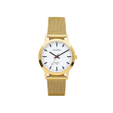 ADORA | Unisex Uhr > Ø 34mm Edelstahlgehäuse Milanaise gelbgoldfarben