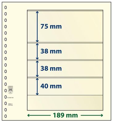 Lindner T-Blanko-Blätter 4 Streifen: 40 mm, Einzelblatt