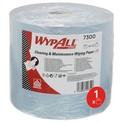 Wypall® 7300 Wischtuch Rolle L20 - 2-lagig, blau, 500 Tücher