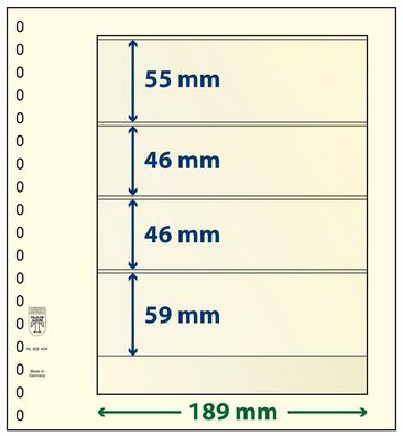 Lindner T-Blanko-Blätter 4 Streifen: 59 mm, Einzelblatt