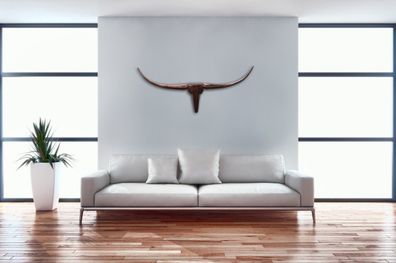 FineBuy Deko Geweih Bull M Aluminium Design Hörner 100cm Wanddekoration Bronze