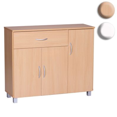 FineBuy Sideboard 90x75 cm Kommode Anrichte 3 Türen 1 Schublade kleiner Schrank