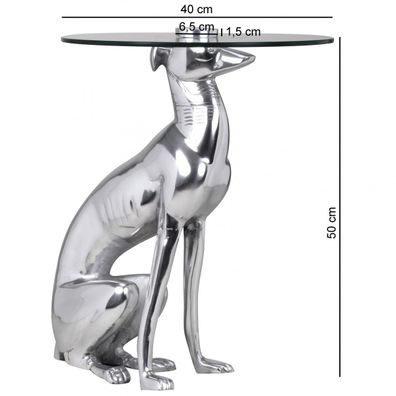 FineBuy Design Skulptur Deko Beistelltisch Figur aus Aluminium Farbe Silber