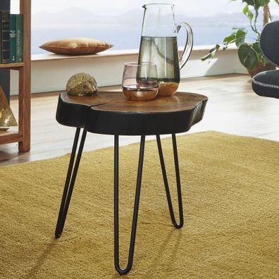 FineBuy Massivholz Sheesham Beistelltisch 35 x 35 cm Wohnzimmertisch Massiv