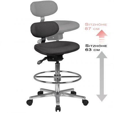 Arbeitsstuhl Rollhocker mit Lehne Höhenverstellbar Drehhocker Hocker Stehhilfe