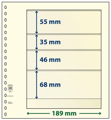 Lindner T-Blanko-Blätter 4 Streifen: 68 mm, Einzelblatt