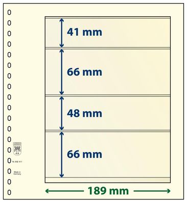 Lindner T-Blanko-Blätter 4 Streifen: 66 mm, Einzelblatt