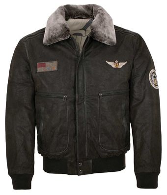 Maddox - Herren Lederjacke Fliegerjacke echtes Leder dunkelbraun