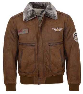 Maddox - Herren Lederjacke Fliegerjacke echtes Leder cognac