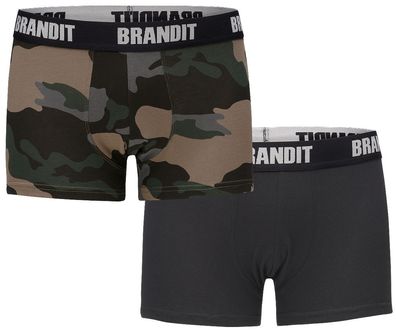 Brandit Boxershorts Logo 2er Pack in Darkcamo+Black