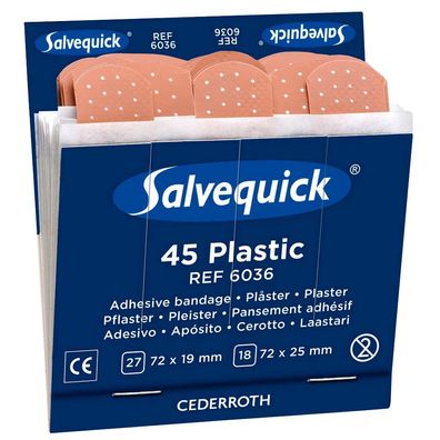 6x Cederroth 6036 Salvequick Pflaster-Nachfüllung wasserabweisend